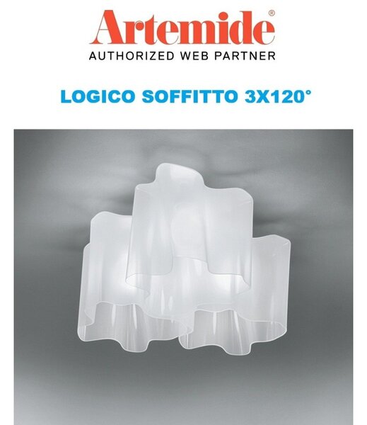 Artemide Logico a soffitto 3X120° diffusori seta lucido