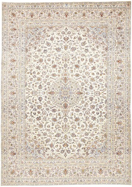Tappeto Kashan Persia Medaglione Crema Blu 252x355 Cm
