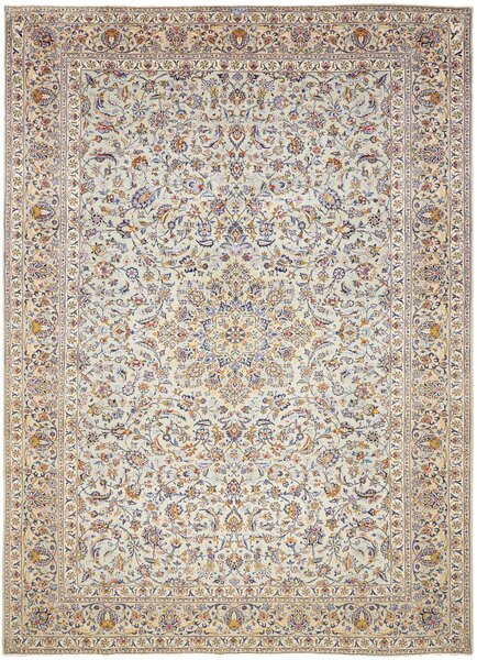 Tappeto Kashan Persia Medaglione Crema Blu 292x405 Cm