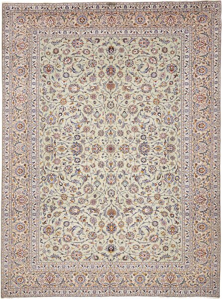 Tappeto Kashan Persia Floreale Verde Acqua Avorio 303x410 Cm