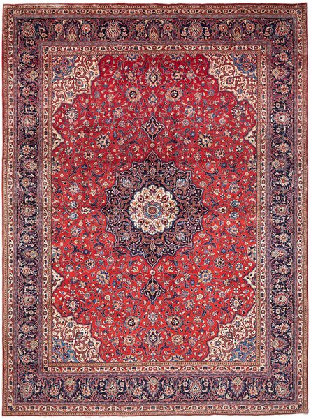Tappeto Sarough Persia Medaglione Rosso Blu 296x402 Cm