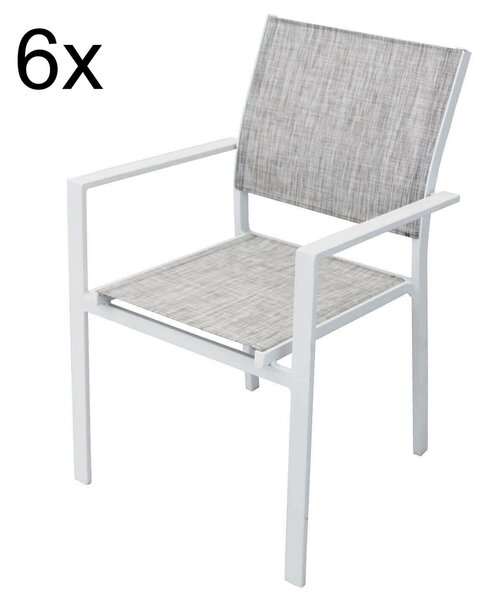 DEXTER - set tavolo in alluminio cm 200/300 x 100 x 74 h con 6 poltrone Venus