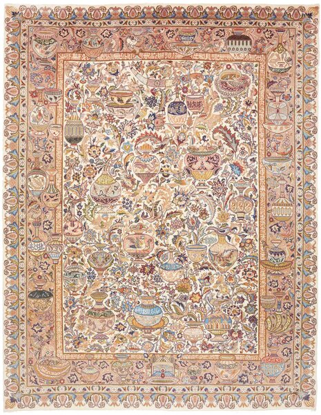 Tappeto Kashamr Zirkhaki Persia Astratto Avorio Colori Pastello 303x394 Cm