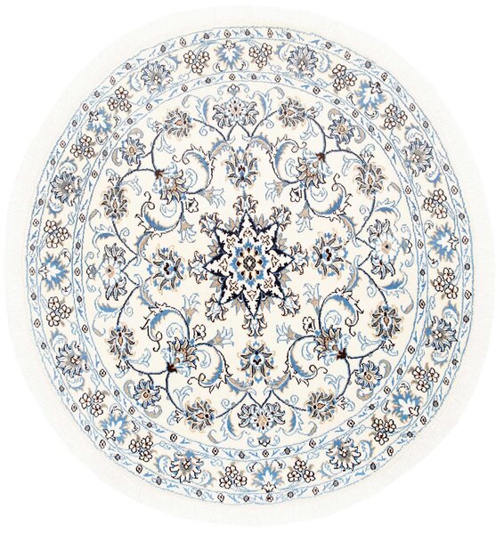 Tappeto Nain Kashmar Persia Medaglione Crema Azzurro 138x146 Cm