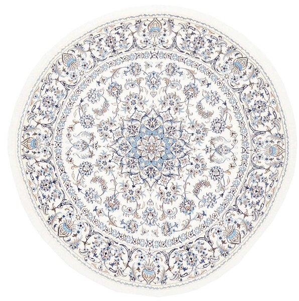 Tappeto Nain Kashmar Persia Medaglione Crema Blu 244x246 Cm