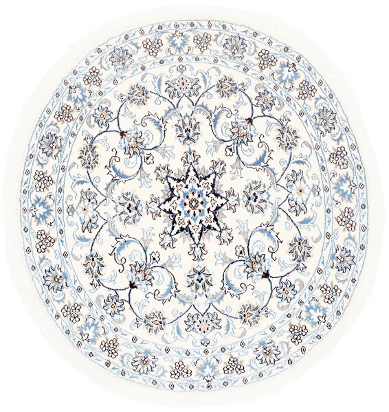 Tappeto Nain Kashmar Persia Medaglione Panna Azzurro Blu 132x142 Cm