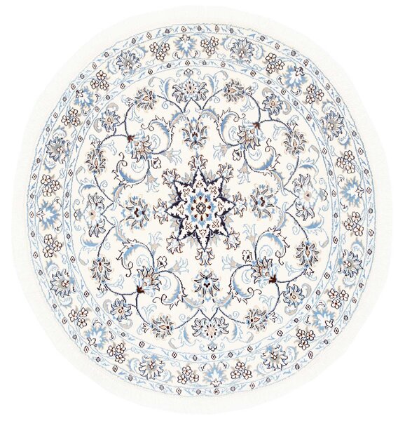 Tappeto Nain Kashmar Persia Medaglione Crema Azzurro 142x145 Cm
