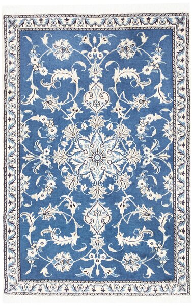 Tappeto Nain Kashmar Persia Medaglione Blu Crema 90x138 Cm