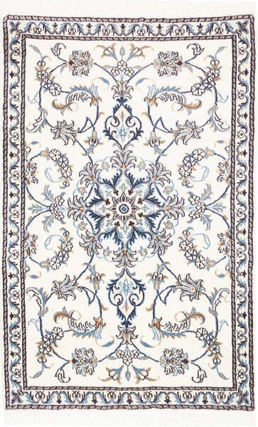 Tappeto Nain Kashmar Persia Medaglione Crema Blu 88x140 Cm