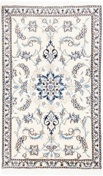 Tappeto Nain Kashmar Persia Medaglione Avorio Blu 88x143 Cm