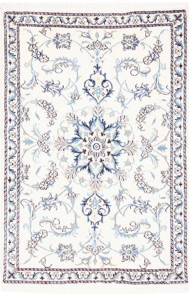 Tappeto Nain Kashmar Persia Medaglione Crema Blu 90x133 Cm