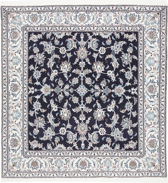 Tappeto Nain Kashmar Persia Floreale Blu Crema 195x207 Cm