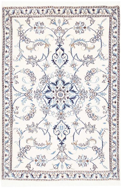 Tappeto Nain Kashmar Persia Medaglione Crema Blu 86x135 Cm