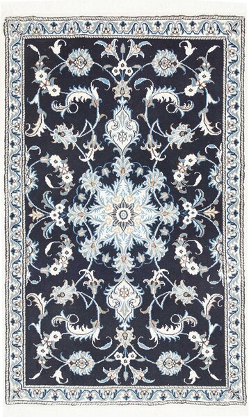 Tappeto Nain Kashmar Persia Medaglione Blu Notte Avorio 90x138 Cm