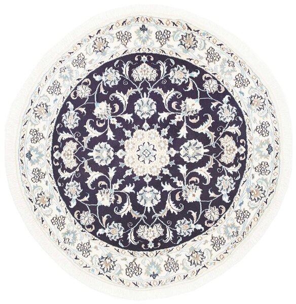 Tappeto Nain Kashmar Persia Medaglione Blu Avorio 130x134 Cm