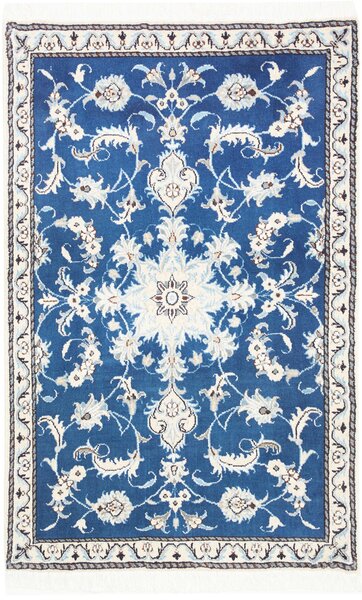 Tappeto Nain Kashmar Persia Medaglione Blu Crema 88x140 Cm