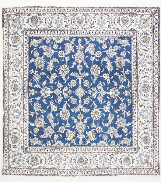 Tappeto Nain Kashmar Persia Floreale Blu Crema 196x210 Cm