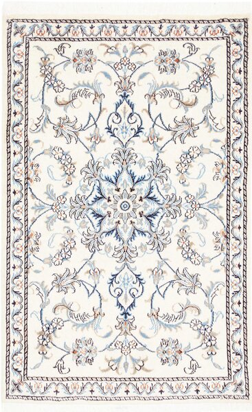 Tappeto Nain Kashmar Persia Medaglione Avorio Blu 86x138 Cm