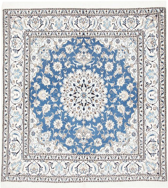 Tappeto Nain Kashmar Persia Medaglione Azzurro Bianco 193x205 Cm
