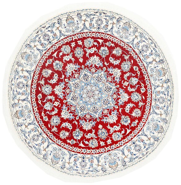 Tappeto Nain Kashmar Persia Medaglione Rosso Crema 198x204 Cm
