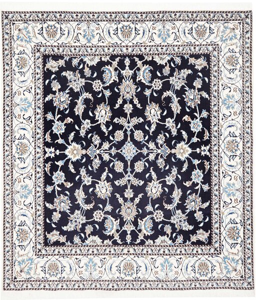 Tappeto Nain Kashmar Persia Medaglione Blu Crema 192x214 Cm