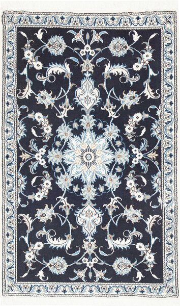 Tappeto Nain Kashmar Persia Medaglione Blu Notte Avorio 87x145 Cm