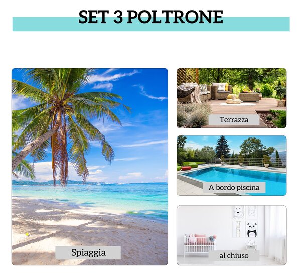 Outsunny Set 2 Sdraio da Giardino e Tavolino in Vetro, Lettino Prendisole con Tessuto Traspirante, 59x169x66cm, Crema | Aosom Italy