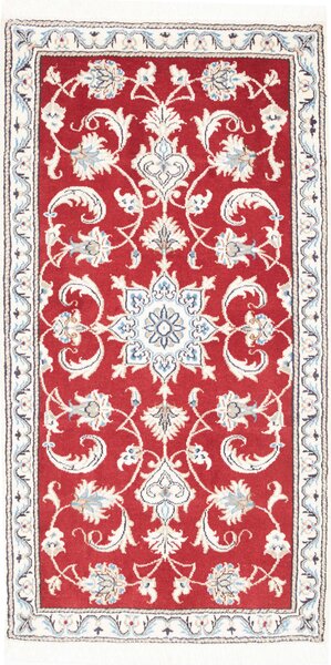 Tappeto Nain Kashmar Persia Medaglione Rosso Bianco 70x138 Cm