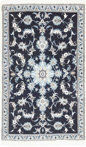 Tappeto Nain Kashmar Persia Medaglione Blu Avorio 85x143 Cm