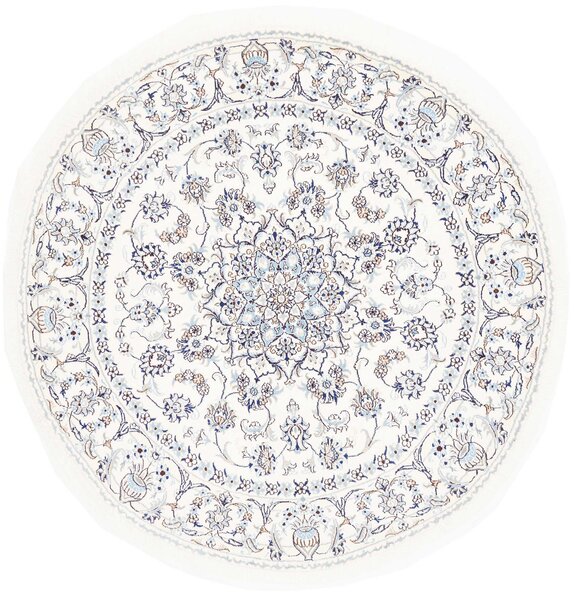Tappeto Nain Kashmar Persia Medaglione Crema Blu 197x200 Cm