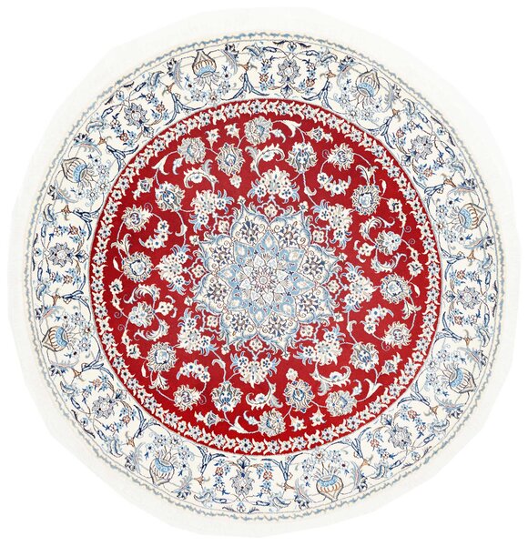 Tappeto Nain Kashmar Persia Medaglione Rosso Avorio 200x202 Cm