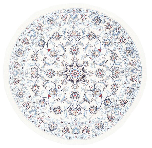 Tappeto Nain Kashmar Persia Medaglione Avorio Blu 138x150 Cm