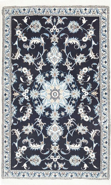 Tappeto Nain Kashmar Persia Medaglione Blu Notte Azzurro 77x140 Cm