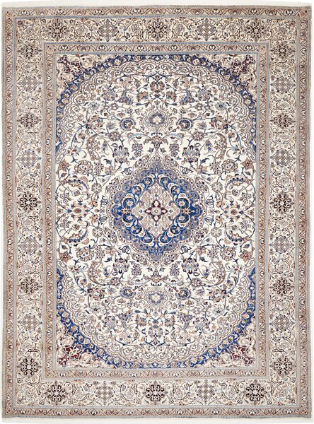 Tappeto Nain Kashmar Persia Medaglione Bianco Blu 304x398 Cm