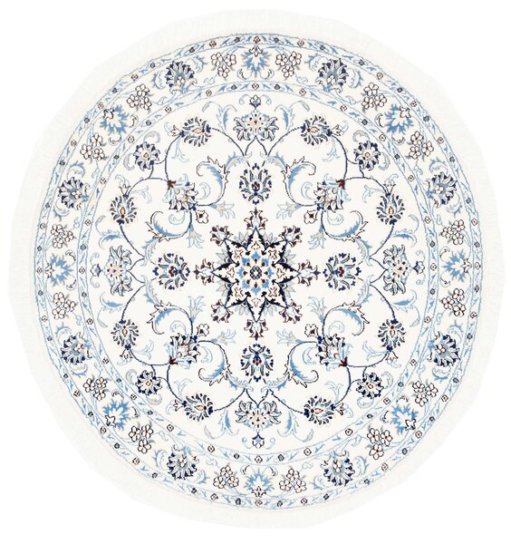 Tappeto Nain Kashmar Persia Medaglione Bianco Blu 140x150 Cm