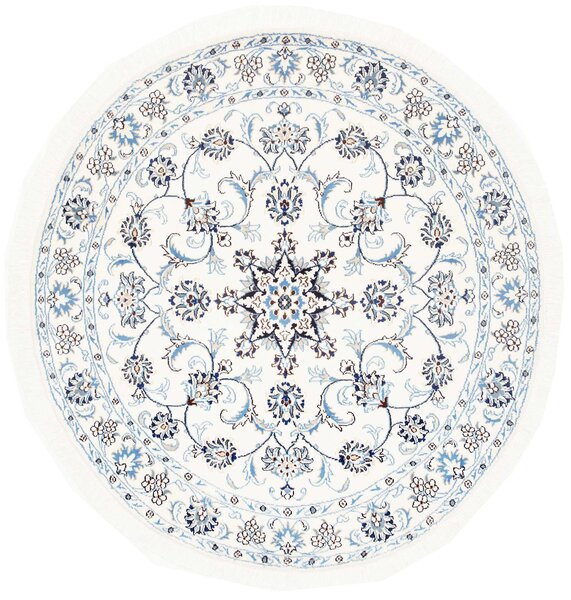 Tappeto Nain Kashmar Persia Medaglione Bianco Blu 145x150 Cm