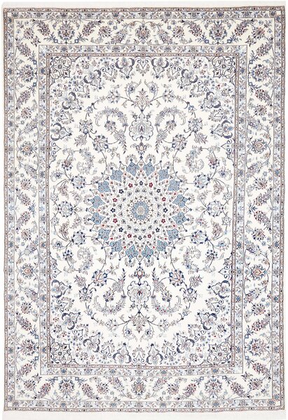 Tappeto Nain Kashmar Persia Medaglione Crema Blu 245x350 Cm