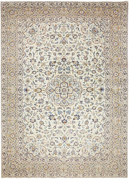 Tappeto Kashan Persia Medaglione Crema Blu 273x386 Cm