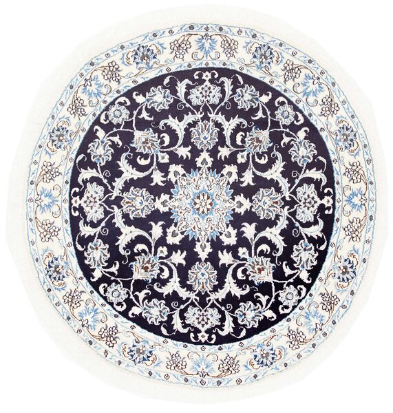 Tappeto Nain Kashmar Persia Medaglione Blu Crema 140x150 Cm
