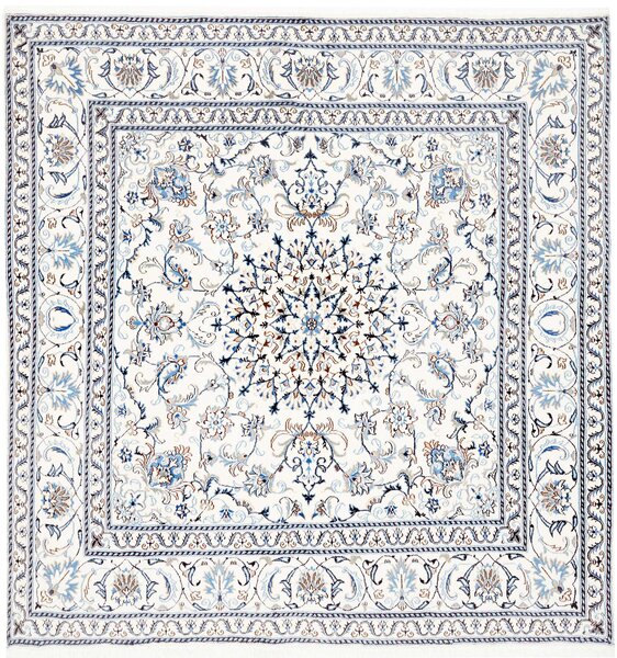 Tappeto Nain Kashmar Persia Medaglione Crema Azzurro 194x200 Cm