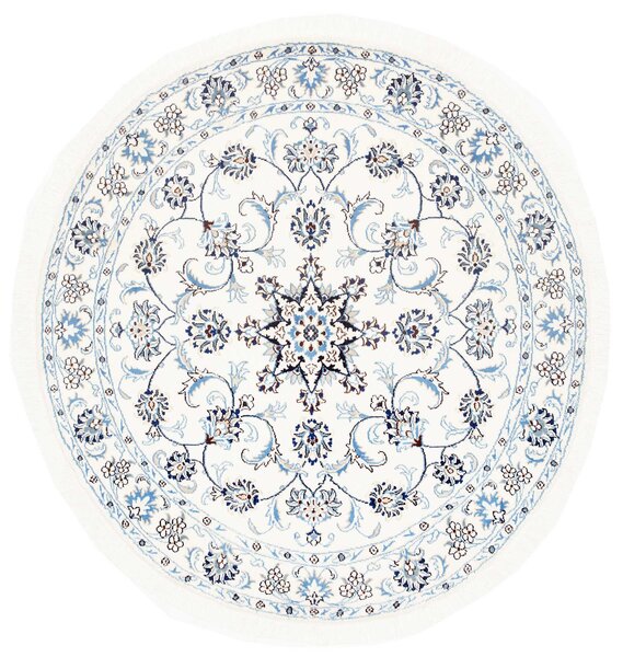 Tappeto Nain Kashmar Persia Medaglione Crema Azzurro 140x150 Cm