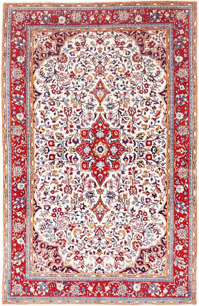 Tappeto Sarough Persia Medaglione Rosso Crema 130x202 Cm