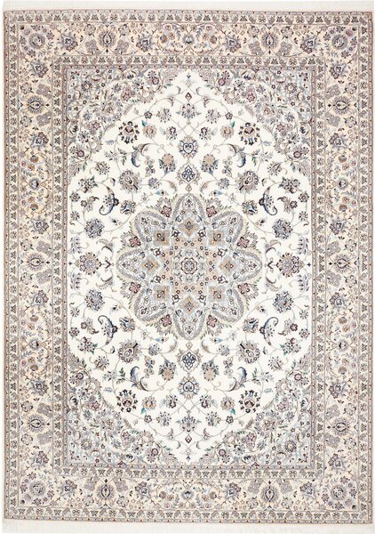 Tappeto Nain 9la Persia Medaglione Bianco Azzurro 250x346 Cm