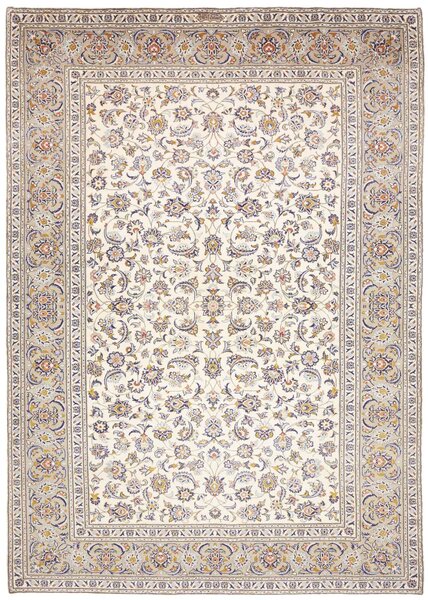 Tappeto Kashan Persia Floreale Crema Blu 238x343 Cm