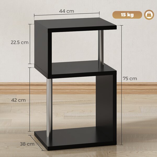 HOMCOM Tavolino con Luce LED a 3 Livelli con Ripiani e Struttura in Alluminio per Salotto Camera da Letto 44x38x75 cm Nero | Aosom Italy