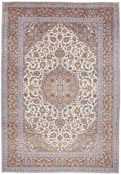 Tappeto Kashan Persia Medaglione Crema Blu 253x365 Cm