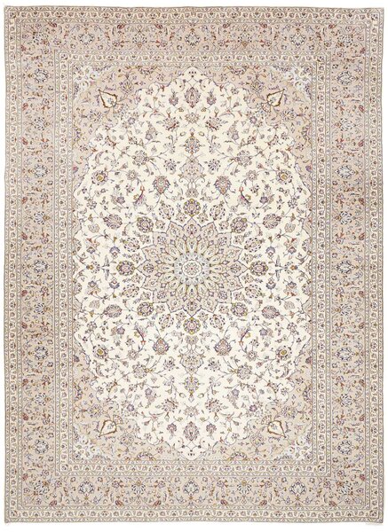 Tappeto Kashan Persia Medaglione Avorio Beige 295x402 Cm
