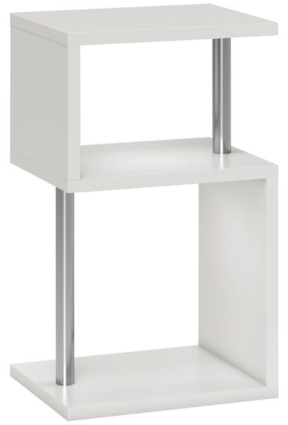 HOMCOM Tavolino con Luce LED a 3 Livelli con Ripiani e Struttura in Alluminio per Soggiorno Camera da Letto 44x38x75 cm Bianco | Aosom Italy