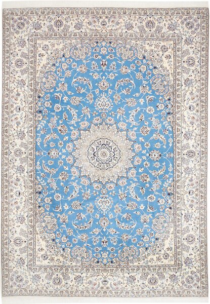 Tappeto Nain 9la Persia Medaglione Azzurro Crema 245x350 Cm