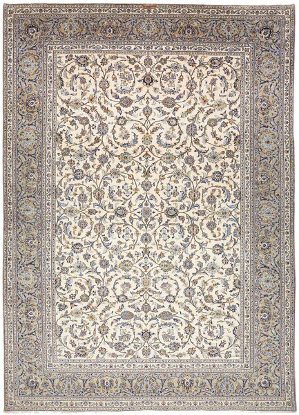 Tappeto Kashan Persia Floreale Crema Blu 273x378 Cm